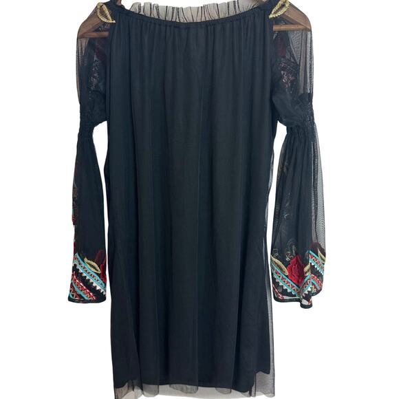 Vintage Collection Blouse Womens Small Embroidered Boho Tunic Top Festival Black - Picture 2 of 16